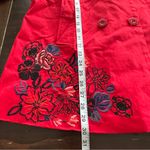 Desigual  Norma Embroidered Coat Jacket Trench Size 42 Tomato Red Cotton Blend Photo 11