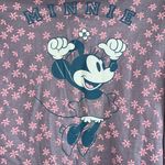 Disney  Minnie Mouse small lavender pink crop top long sleeve floral print NWOT Photo 3
