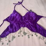 Purple and Silver Embroidered Butterfly Top and Skirt Set Photo 4