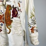 Johnny Was NWOT  Embroidered Floral French Terry Raw Hoodie Sweatshirt Sz S Cream Photo 4