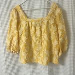 Anthropologie  Yvonne Butter Yellow Textured Button Down Puff Sleeve Top Small Photo 7