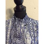 Nanette Lepore  14 Blue Asymmetrical Maxi Dress Gathered Waist High Neckline Photo 3