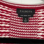 Talbots 100% Pure Merino Wool Sweater Cardigan Duster Size SMALL Red White Photo 3