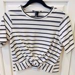 Forever 21 Crop Top Striped Twist Front Blue White Preppy S Nautical Photo 0