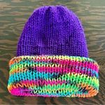 Vibrant Multicolor Knit Beanie (435) Purple Photo 0