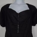 Reformation  Seattle Black 100% Linen Mini Dress Size: 20 Ruffle Ruched Backing Photo 2