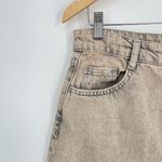ZARA  Women's Beige TRF Overdyed Frayed Denim Mid Rise A-line Midi Skirt‎ Size L Photo 6