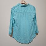 Cynthia Rowley  Linen Top Womens Size S Roll Tab  Sleeves Pockets Collared Blue Photo 4