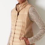 J. Jill Down Vest Size Large Quilted & Smocked Puffer Winter Fall Lightweight Tan Photo 0