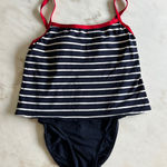 LL Bean Striped Tankini Swimsuit Top & Bottom Set Red White Blue Size‎ 8 Photo 0