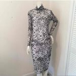 TDC Leopard Print High Neck Long Sleeve Knee Length Bodycon‎ Dress Size Large Black Photo 2