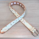 Linea Pelle Pale Green Leather And Ribbon Distressed Boho Belt Size S City Chic Photo 4