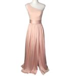 Vera Wang White One Shoulder Bridesmaid Dress with Satin Sash in Blush Photo 45