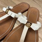 Tory Burch  Leighanne Bow Sandals Saffiano Leather Cream Ivory Women’s Size 8 Photo 1