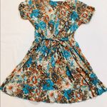 a.n.a Teal Blue floral sundress with roses  belt Photo 6