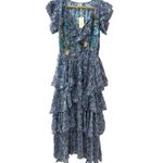 Sundance Catalog Blue Floral Eden Embroidered Tiered Maxi Dress Size XS Purple Photo 2