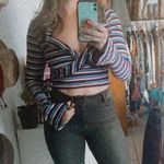 Nasty Gal Striped Crop Ruffle Vneck Bell sleeve Photo 0