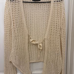 Ecote URBAN OUTFITTERS Women’s Cream Open Knit Tie Front Cardigan Sweater Size S Photo 0