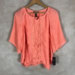 Style & Co . Coral Embroidered Asymmetrical Gauze Top NWT XS Photo 3