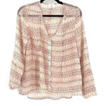 Urban Outfitters  Sheer Button down blouse small ikat style print‎ cream & purple Photo 0