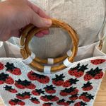 Sol and Mer beaded White and Red strawberry Embroidered Tote crossbody Bag Photo 4