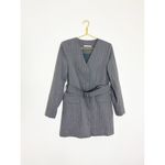 Abercrombie & Fitch NWOT Belted Blazer Mini Dress Size XS Gray Pinstripe Preppy Photo 3