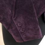 Cache  Purple Fitted Leather Suede Jacket Top New Lined Banded Collar $248 NWT Photo 9