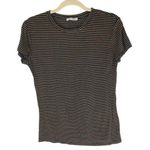ZARA  Womens T Shirt Top Crew Neck Short Sleeve Striped Black Yellow M Photo 0
