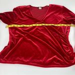 VTG MSK Women Red Velvet long sleeve wrap top side gathered shoulder pads 1X Photo 9