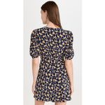 STAUD  Mini Milla V-Neck Dress in Navy Yellow Abstract Wave Print Women’s sz 10 Photo 8