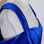 David's Bridal  Sleeveless Blue Satin Dress Size 12 Blue Wedding Guest Dress Photo 4