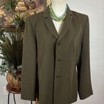 Le Suit  Women Long Sleeve Lined Lapel Notch Blazer Olive Green 12 Hidden Button Photo 8