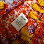 THML NWT  Moroccan Red and Blue Patterned Top with Yellow Fringe Size Medium Photo 3