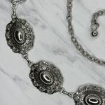 Womens Southwestern Concho Chain Belt Silver Tone Stamped One Size OS ✨ Photo 6