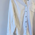 Free People Oxford Dreams Shirt Brown Stitch White Combo Fringe Size Small Photo 6