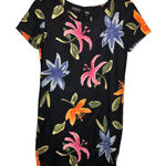 Liz Claiborne  Vintage Tropical Floral Button Back Linen Blend Dress Black‎ 4 Photo 0