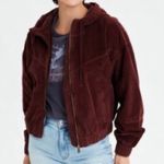 American Eagle  Corduroy Cropped Bomber Jacket Brown/Rust Size Medium Photo 13