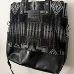 Pendleton  | Long Tote Foldover Bag Crossbody Wool Leather Harding Black Gray Photo 1