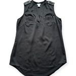 Cache 🔃 Black V Neck Faux Leather Sleeveless Tank Top Photo 0