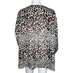 Rebecca Malone Blouse Womens 2X White Red Cheetah Print Leopard Office Casual Photo 3