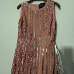 Mac Duggal NEW  70260 Rose Striped Floral Embellished Sleeveless Midi Dress Photo 7