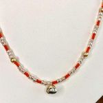 Pumpkin Pendant Orange, Champagne & Pearl Beaded Necklace Photo 0