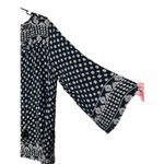 Angie Top Womens Black Ivory Boho Print Bell Sleeve Tunic Blouse 2X Photo 3