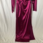 EXPRESS : Metallic Purple Plunging neckline- side slit-long sleeve- Dress- S Photo 3