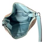Coach Shoulder HANDBAG Khaki Coated Canvas Blue Cyan Leather Purse F29209 NWOT Photo 2