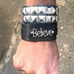 2 Pcs Set “ The Believe Studded Punk Bracelet Goth Pack “ Black Photo 0
