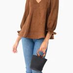 Tuckernuck Brown Faux Suede Easton Swing Blouse | S Tan Size L Photo 1
