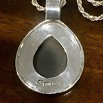 Onyx Vintage  Marcasite and Sterling Silver Tear Drop Shaped Pendant Necklace Photo 6