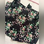 Dolls Kill  Widow Floral Black and Pink Bow Corset Top Photo 1