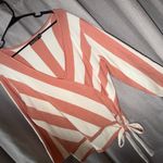 New York and Company Coral and Cream Striped Sweater Wrap Tie V Photo 13